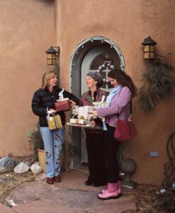 Several lesbians leaving a holiday party